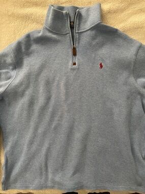 Polo Ralph Lauren Light Blue Half Zip Sweater with Red Pony Men’s XL